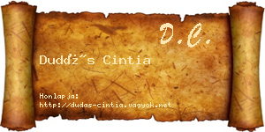 Dudás Cintia névjegykártya